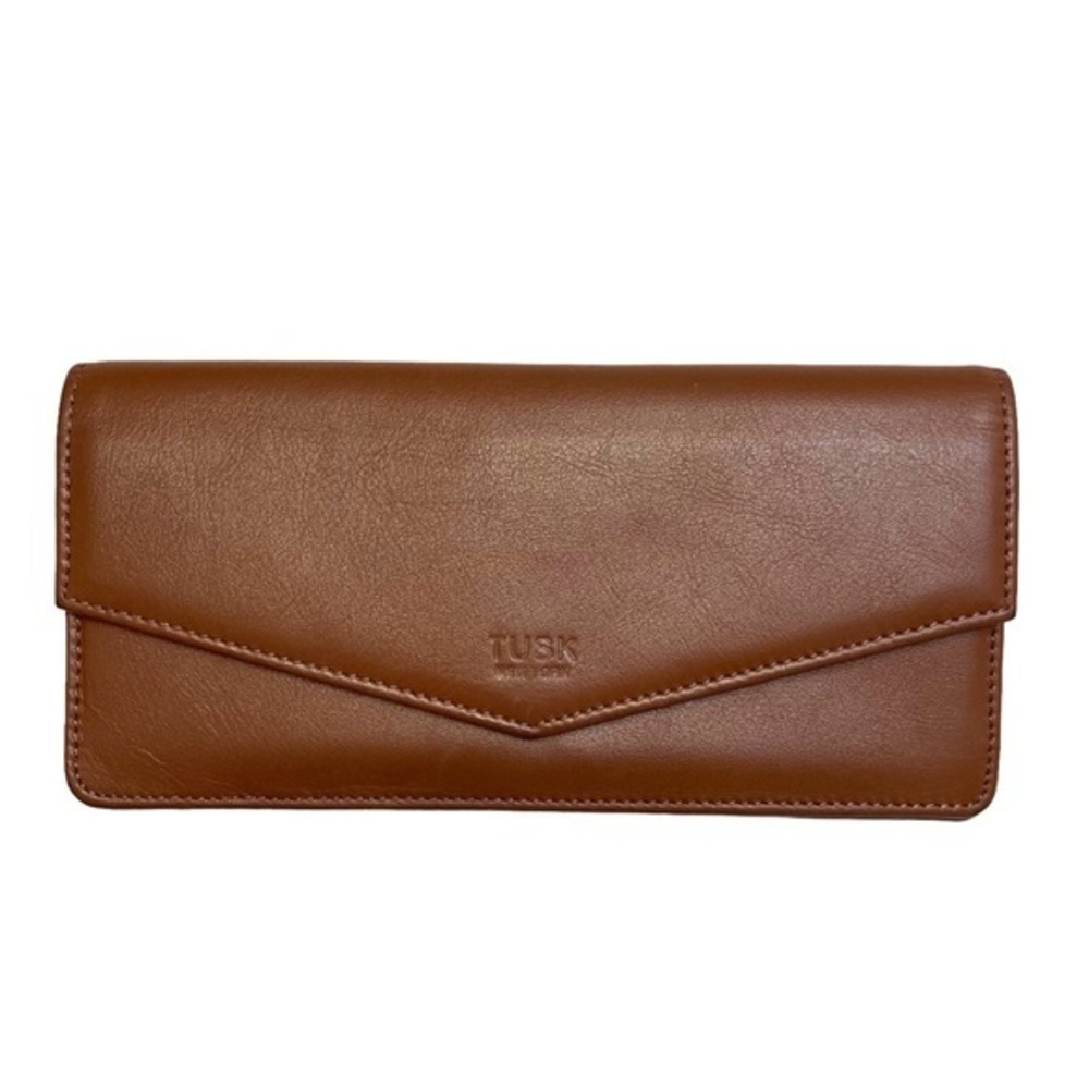 Tusk brown leather envelope flap wallet